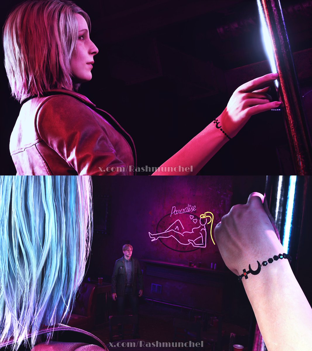Rashmunchel's tweet image. The symbol on Maria's bracelet is Lilith's astrological symbol. In psychology Lilith symbolizes the anima (a man's feminine side), the shadow self (the psyche's suppressed aspects), and sexuality.
This may be related to the achievement "That part of me" after defeating her.…