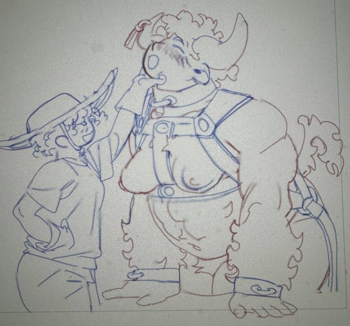 Bee given scratches during work, despite being a mini demon, they still dwarf humans. 
Bee carries large loads by back or harnessed to trailers. Very friendly and is taken often to areas where they need to transport goods from ship sight to farm.