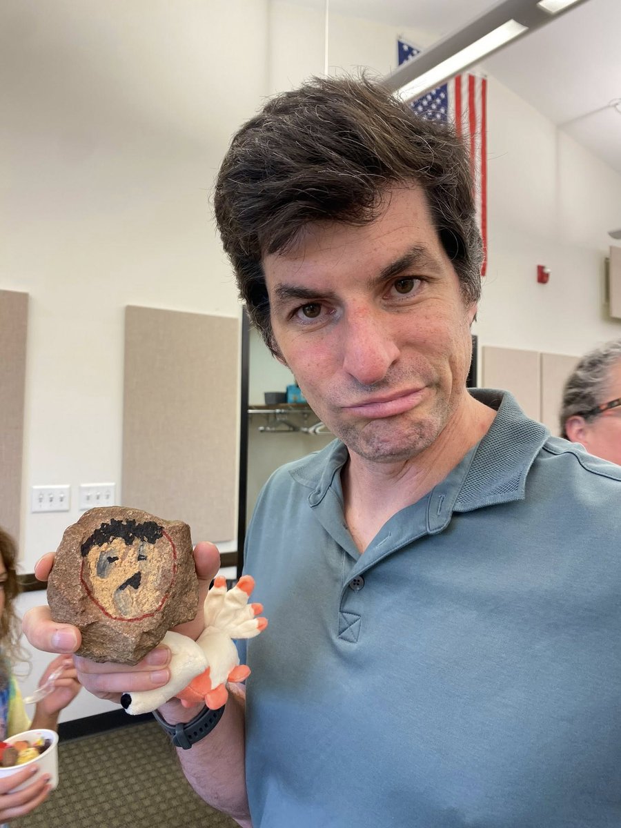 LittleCongress's tweet image. Another day, another step towards the America we deserve. Had an informative conversation with the Citizens Climate Lobby and then stopped by the Indivisible LEFT event, where Poppy painted a Pet Rock version of me. Please rate its accuracy on a scale of 1-10.