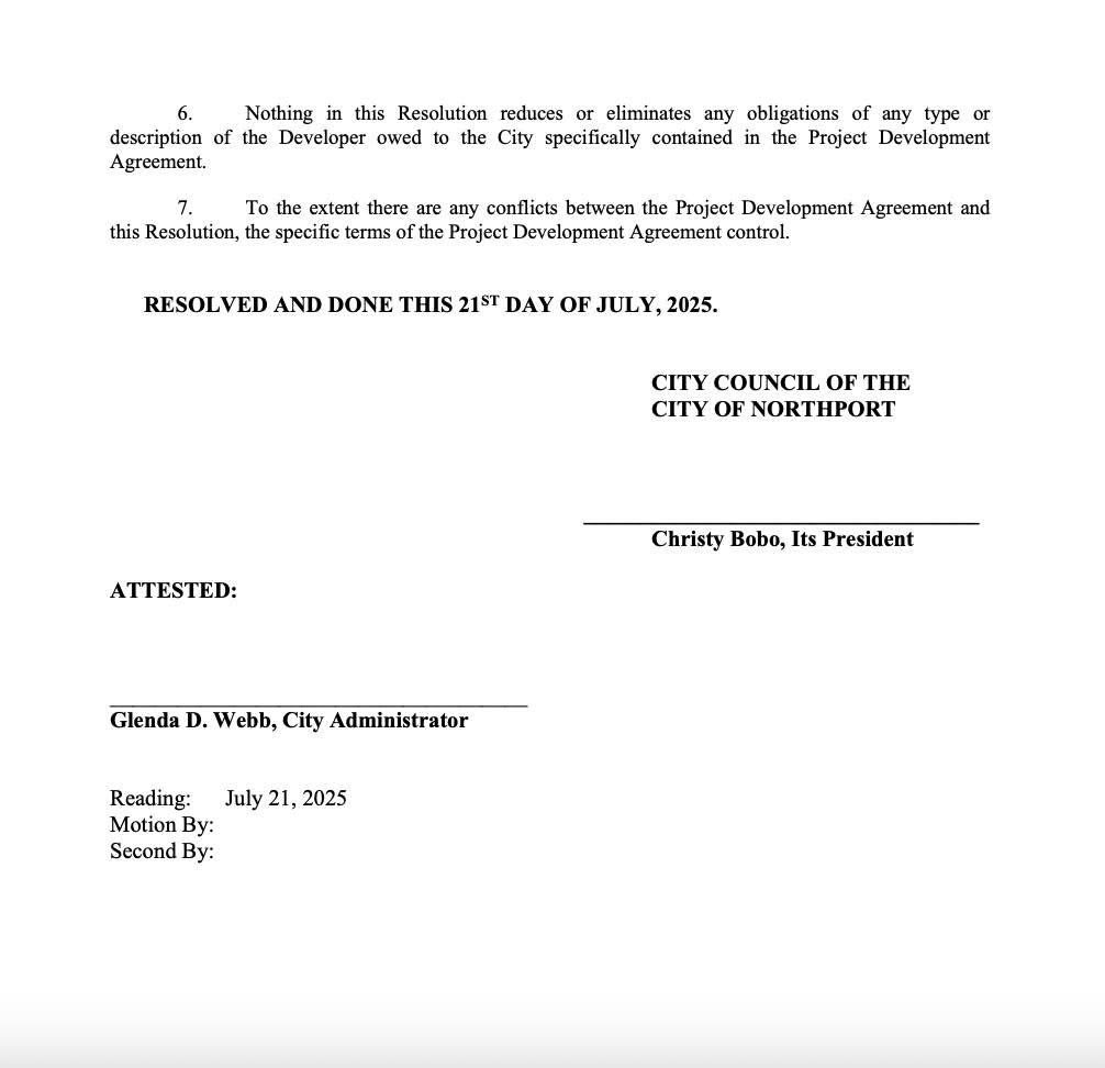 JournoRyan's tweet image. Tomorrow's Northport City Council meeting has two different agenda items relating to University Beach.
The biggest news, though, is that the city will be seeking to push through an application for the development under the Sweet Home Alabama Tourism Investment Act.