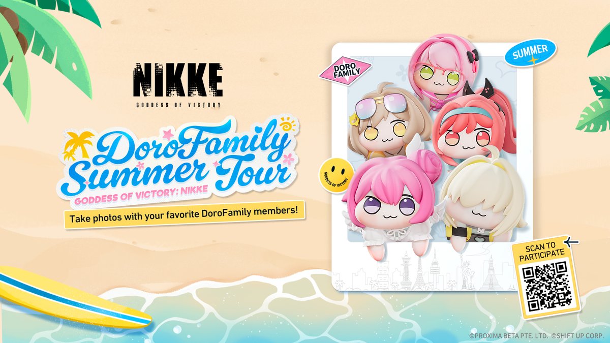 【Say NIKKE and smile~ Click! 📸】

Bring Nikkes into the real world—strike a pose and snap a picture for the DORO FAMILY! ✨

#NIKKEdoro

🎁 Participate in the event page activity to receive
- Recruit Voucher ×2

Event Period
📅 7/21 ~ 8/06 23:59 (UTC+9) 

Click below to take a