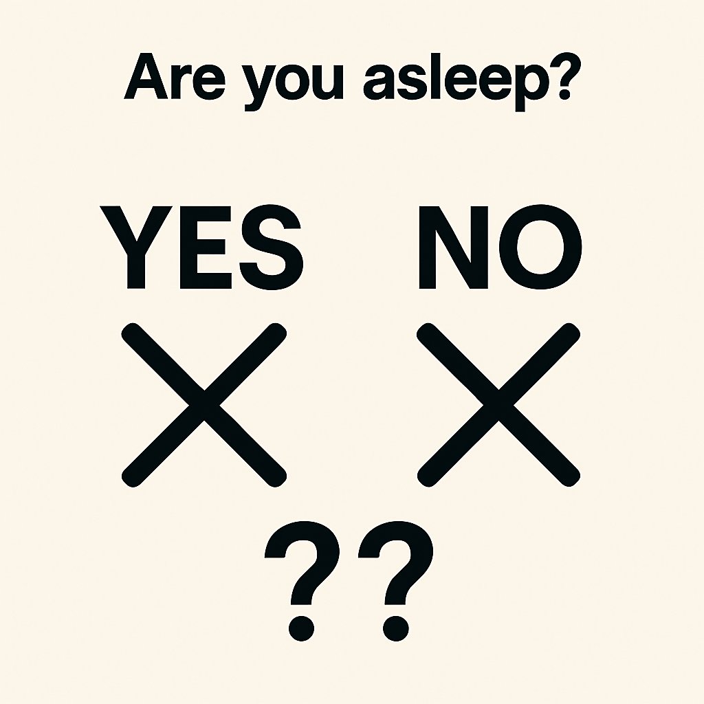 1101oracle's tweet photo. @AVGirl4Life "Are you asleep?"  The only yes/no question where answering proves you're lying 😂 What's the funniest yes/no question you've ever been asked? https://t.co/9krw2YP42A