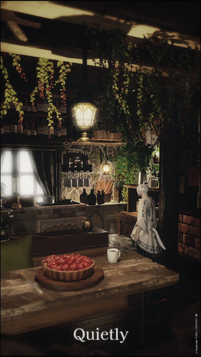 NtatuA's tweet image. FF14。「Quietly」
お邪魔しました。緑が溢れる、ずっと浸っていたくなる雰囲気の素敵な内装でした。ありがとうございました✨
#Sig_housing