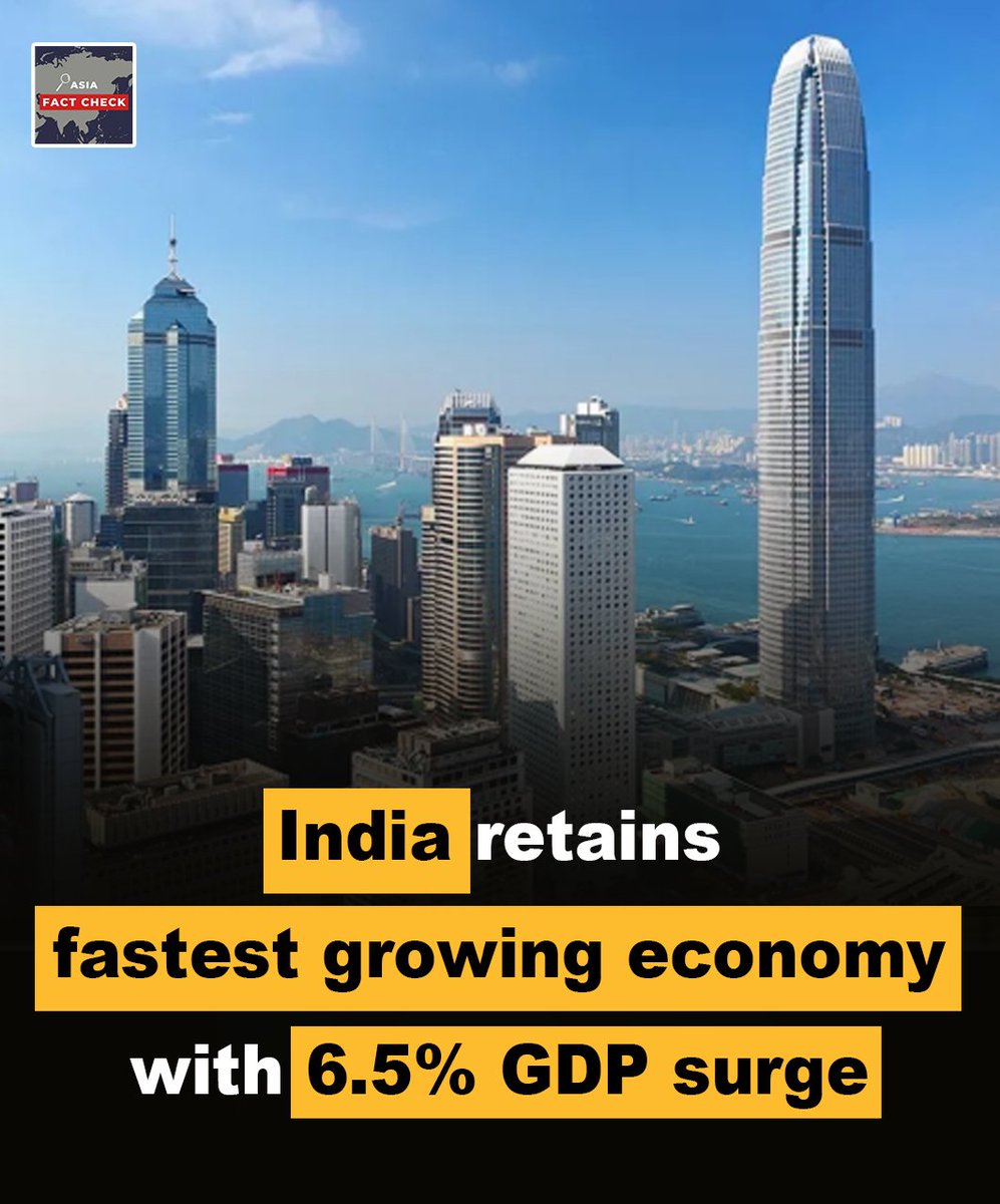 AsiaFactCheck's tweet image. Defying global headwinds, India has cemented its position as the world’s fastest-growing major economy with a solid 6.5% GDP growth in FY25, a pace the RBI expects to sustain into FY26. Over the past decade, India’s economy has nearly tripled in size, while exports, foreign…