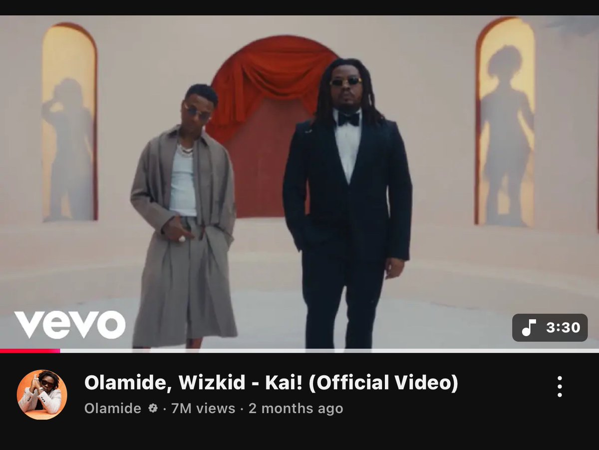 harrrsha (@wizstatz) on Twitter photo Olamide & Wizkid “Kai!” (Music Video) has surpassed 7m views on YouTube. Olamide & Wizkid “Kai!” (Music Video) has surpassed 7m views on YouTube.
