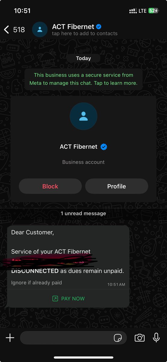 Kirandrv's tweet photo. @ACTFibernet At the same time, one side is reactivating the connection while the other demands payment. @ACTFibernet wow 🤩 https://t.co/Z8m3QY5hBO