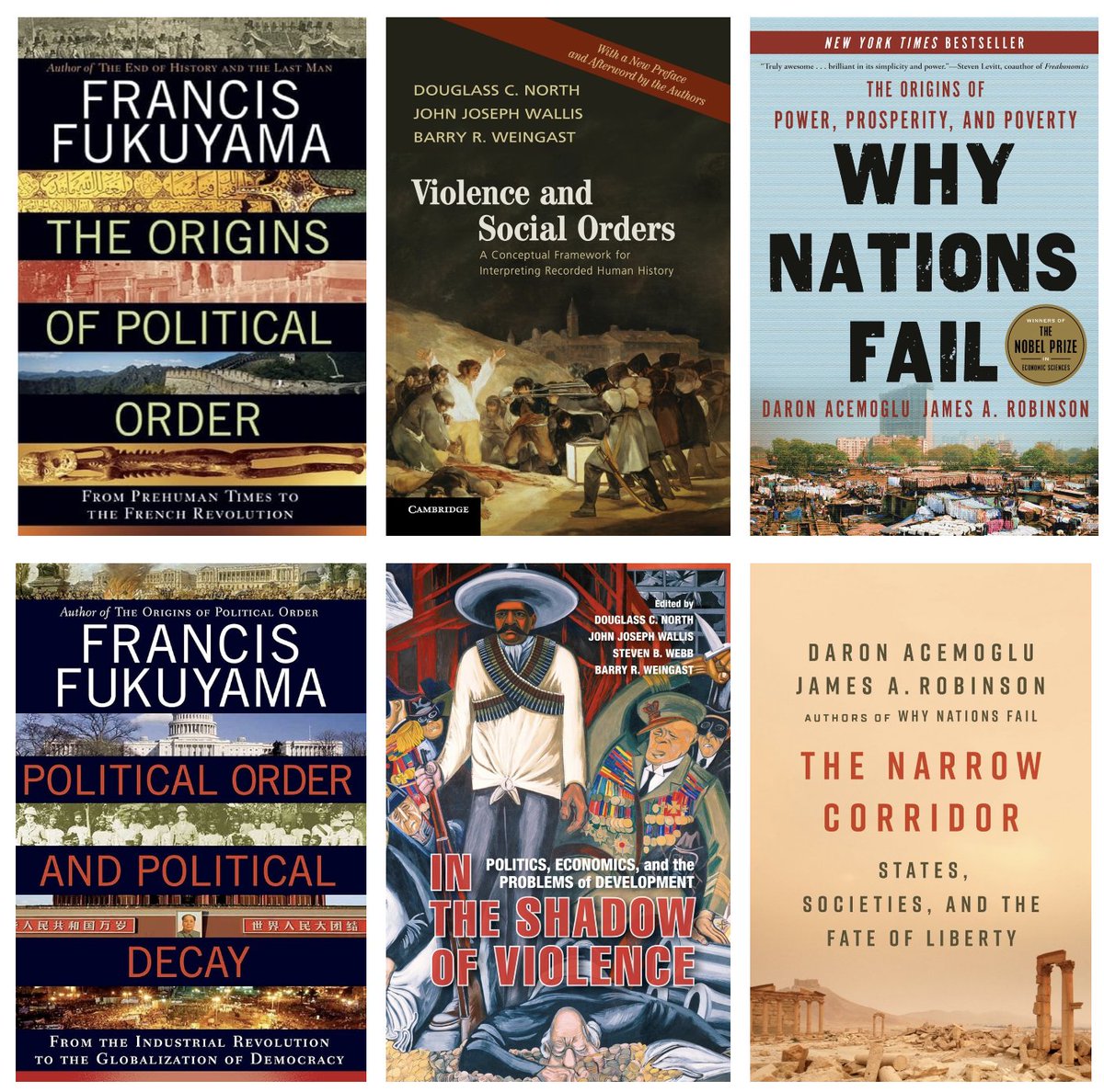 GerardoMunck's tweet image. Big Thinking
It is hard to agree with many arguments made by Fukuyama, North & company, and Acemoglu & Robinson.
Yet, these authors paint on a big canvas - and there is something very appealing of such sweeping views of human history.