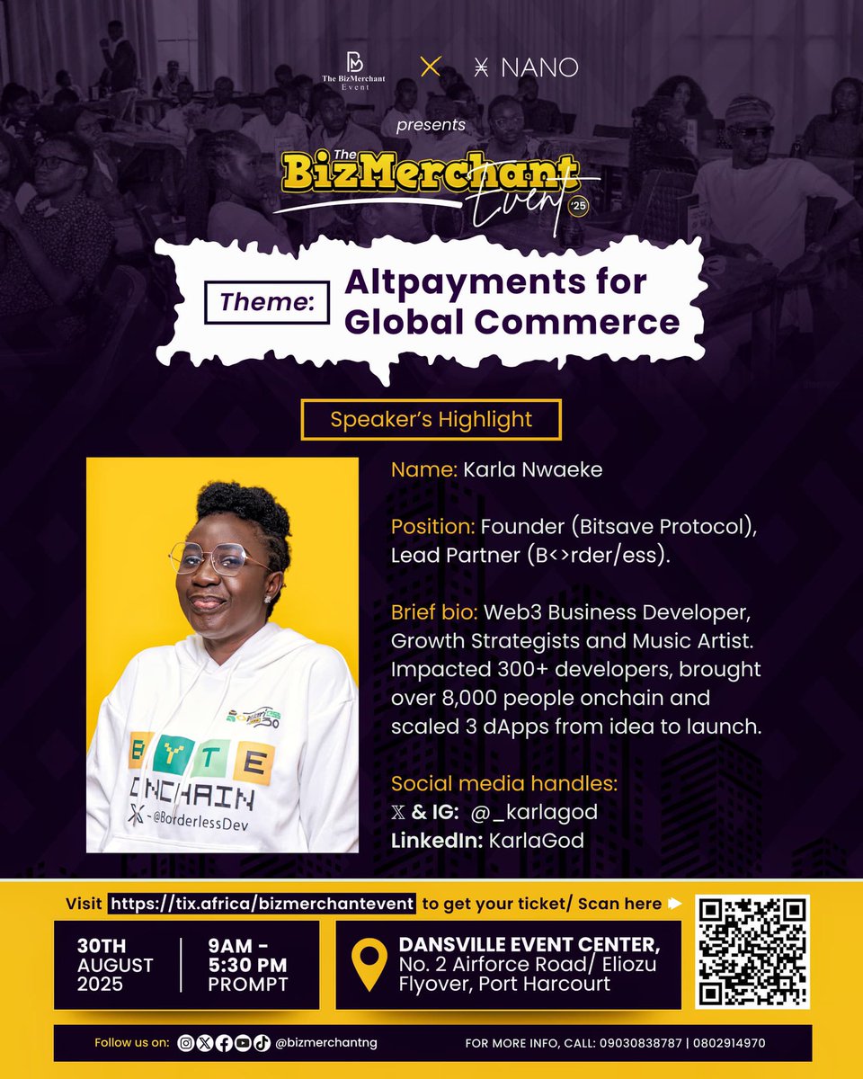 Bizmerchant Brief (@_bizmerchant) on Twitter photo Save in crypto. Beat inflation.
<a href="/_karlagod/">karlagod.eth-#Bitsave || #BorderlessDev #GG23</a> founder of <a href="/BitsaveProtocol/">Bitsave Protocol</a>, unveils SaveFi—a smarter way to save, invest & grow your wealth with crypto.
Join her at The BizMerchant Event 🎟
👉 tix.africa/bizmerchanteve… Save in crypto. Beat inflation.
<a href="/_karlagod/">karlagod.eth-#Bitsave || #BorderlessDev #GG23</a> founder of <a href="/BitsaveProtocol/">Bitsave Protocol</a>, unveils SaveFi—a smarter way to save, invest & grow your wealth with crypto.
Join her at The BizMerchant Event 🎟
👉 tix.africa/bizmerchanteve…