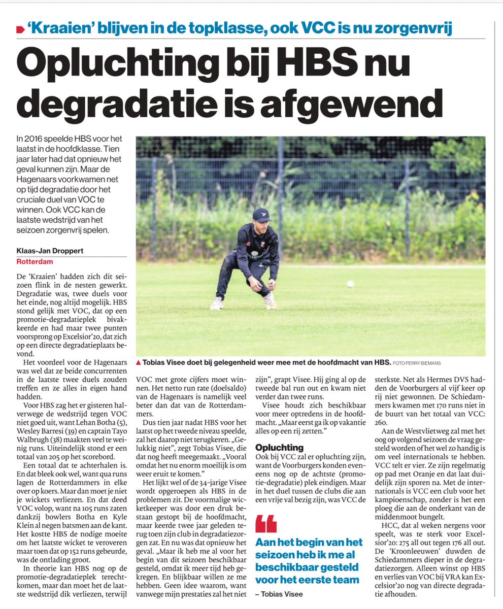 “Opluchting bij HBS nu degradatie is afgewend” - AD/HC 21-07-2025 <a href="/HBScricket/">HBS Cricket</a>
