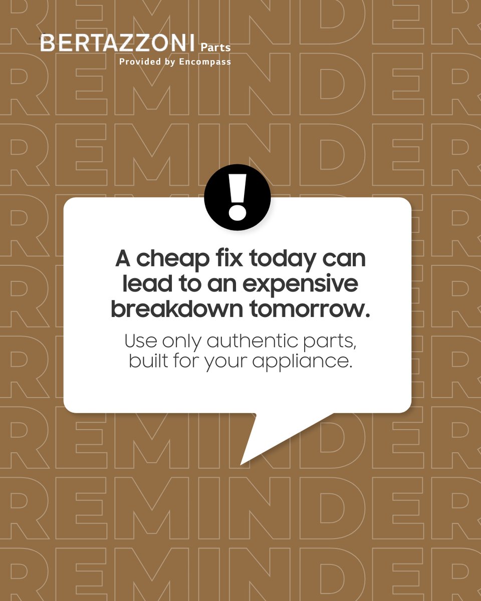 bertazzoni45819's tweet image. Quick fixes cost more later. Invest in authentic parts built for your appliance. 

#Bertazzoniparts #SmartRepairs #FixItRight