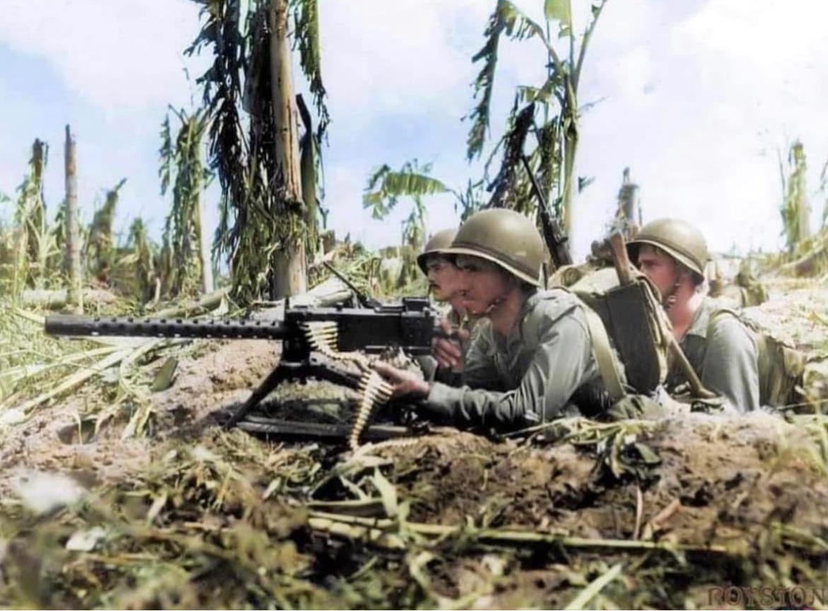 81 years ago today, Marines with their machine gun about 100 yards in-land from the invasion beach on Guam.🪖

The Marines are Gunnery Sergeant J. Paget with Privates L. C. Whether and V. A. Sot. 🇺🇸