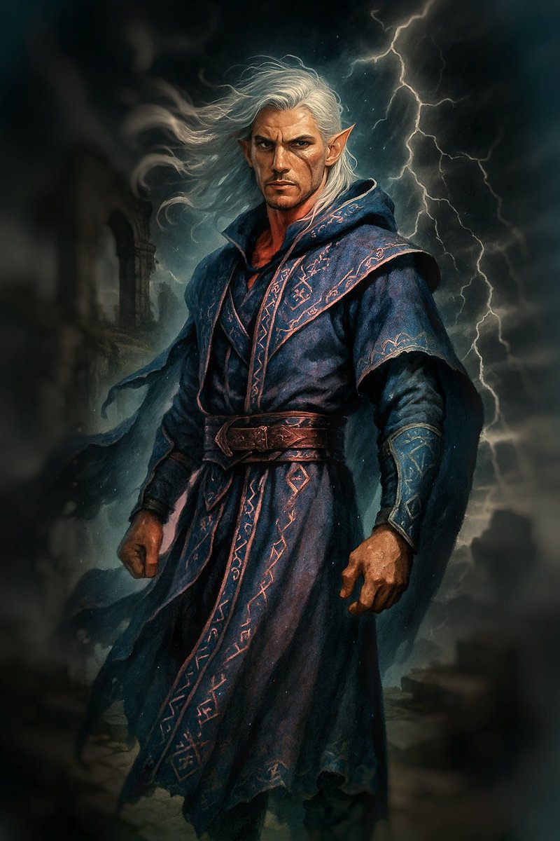 Chrisomapeter's tweet photo. Here we go @CharXWorld Meet *Kaelith Vorn* – the Half-Elf Storm Mage ⚡ Scarred by fate, driven by runes, and reborn through compassion. From the shattered skies, he rises. 🌩️ #CHARX #PRSNA #KaelithVorn https://t.co/rsH4xEBdIp