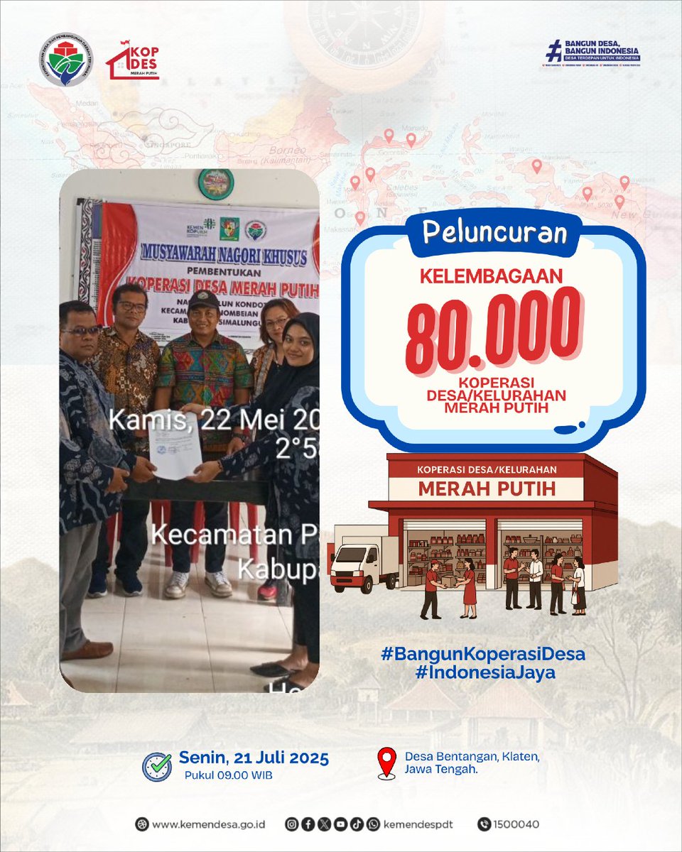 Herry Suryaman (@suryamanherry) on Twitter photo Peluncuran Koperasi Desa Merah Putih Kelurahan Seluruh Indonesia
#BangunKoperasiDesa
#IndonesiaJaya
<a href="/prabowo/">Prabowo Subianto</a>
<a href="/YandriSusanto27/">Yandri Susanto</a>
<a href="/ArizaPatria/">Ariza Patria</a>
<a href="/taufikmadjid71/">IG : taufik.madjid</a>
<a href="/kemendespdt/">#BangunDesaBangunIndonesia</a>
<a href="/bpsdmkemendesa/">Bpsdm Kemendesa</a>
@DesaPeNusantara Peluncuran Koperasi Desa Merah Putih Kelurahan Seluruh Indonesia
#BangunKoperasiDesa
#IndonesiaJaya
<a href="/prabowo/">Prabowo Subianto</a>
<a href="/YandriSusanto27/">Yandri Susanto</a>
<a href="/ArizaPatria/">Ariza Patria</a>
<a href="/taufikmadjid71/">IG : taufik.madjid</a>
<a href="/kemendespdt/">#BangunDesaBangunIndonesia</a>
<a href="/bpsdmkemendesa/">Bpsdm Kemendesa</a>
@DesaPeNusantara