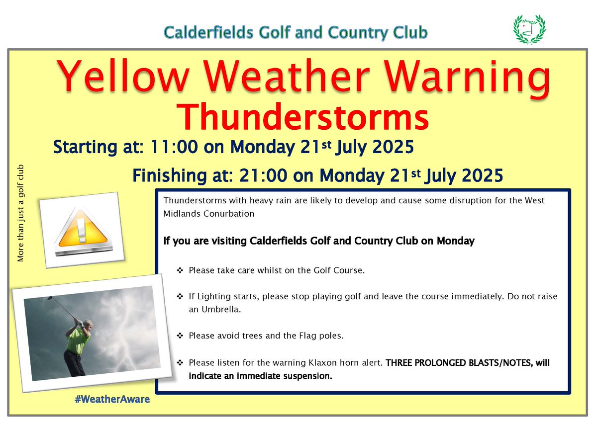 The Met Office has issued another Yellow Warning for Thunderstorms.