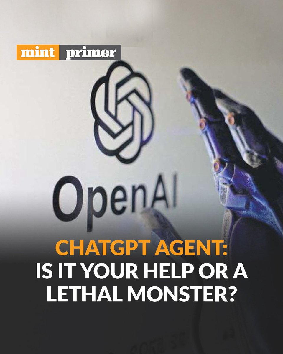 #MintPrimer | OpenAI has unveiled its new ChatGPT Agent, which goes far beyond answering questions.

Users stay in control, but the agent can switch between tasks and apps, taking instructions and asking for confirmation as needed. 

Read to know more 👇
livemint.com/ai/artificial-…