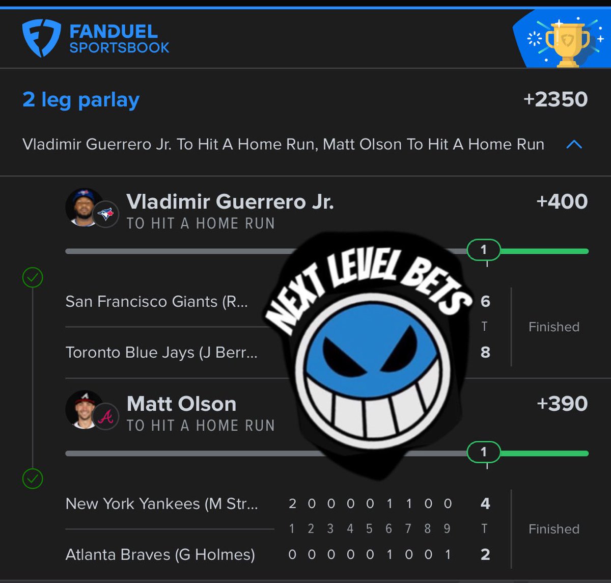 NextLevelBets_'s tweet image. BLESSING $100 TO SOMEONE WHO LIKES+RT❤️

+2350✅
Went 2/3 on the FREE 3 MAN BUT STILL CASHED OUT IN VIP 🔥🔥🔥🔥🔥

50 PERCENT FLASHSALE🚨⬇️

dubclub.win/r/p/pri-z2hdd/…