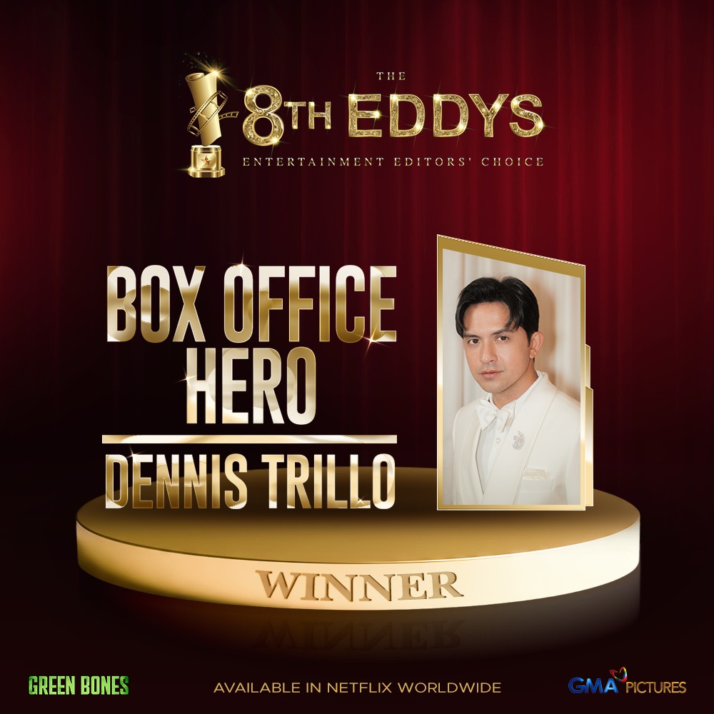 kapusoPR's tweet photo. TWO KINGS. ONE HIT.
Dennis Trillo and Ruru Madrid just bagged Box Office Hero honors at the 8th EDDYS for Green Bones โ recognized by SPEEd for making waves in cinemas ๐
#DennisTrillo #RuruMadrid #TheEDDYS #BoxOfficeHero #GreenBonesMovie https://t.co/6VIoaq3WSu