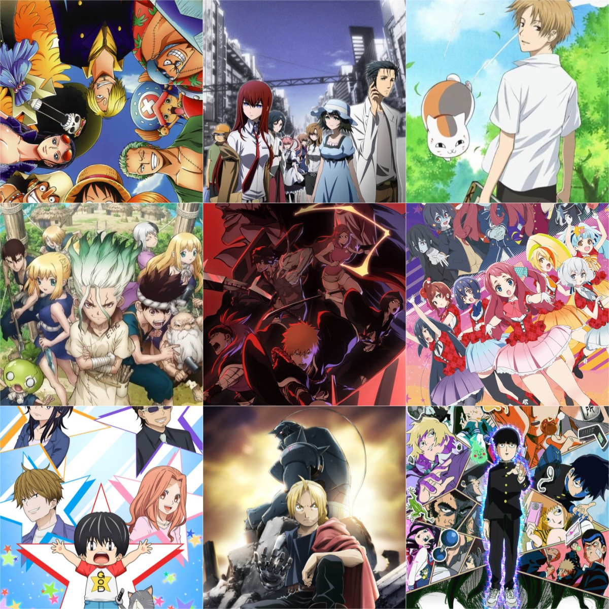 darkest307's tweet photo. @the_damian_gold Piece, gate, natsume, stone, bleach specifically tybw original alright had some good arcs, zombie land, kotoro lives alone, fmab, mob https://t.co/zigm8lqehZ