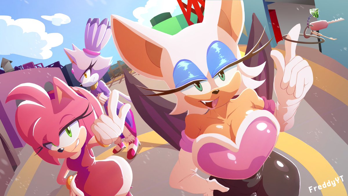 FreddyYT1765's tweet image. Come on now.. Let’s show our Boys what we are made of!
-Rouge
Would have included Tangle and Whisper but they need their own due to too much Lesbian aura they spread. 😂
#SonicTheHedgehog #amyrose #BlazeTheCat #RougeTheBat #Sonamy #knuxouge #Silvaze #SonicIDW