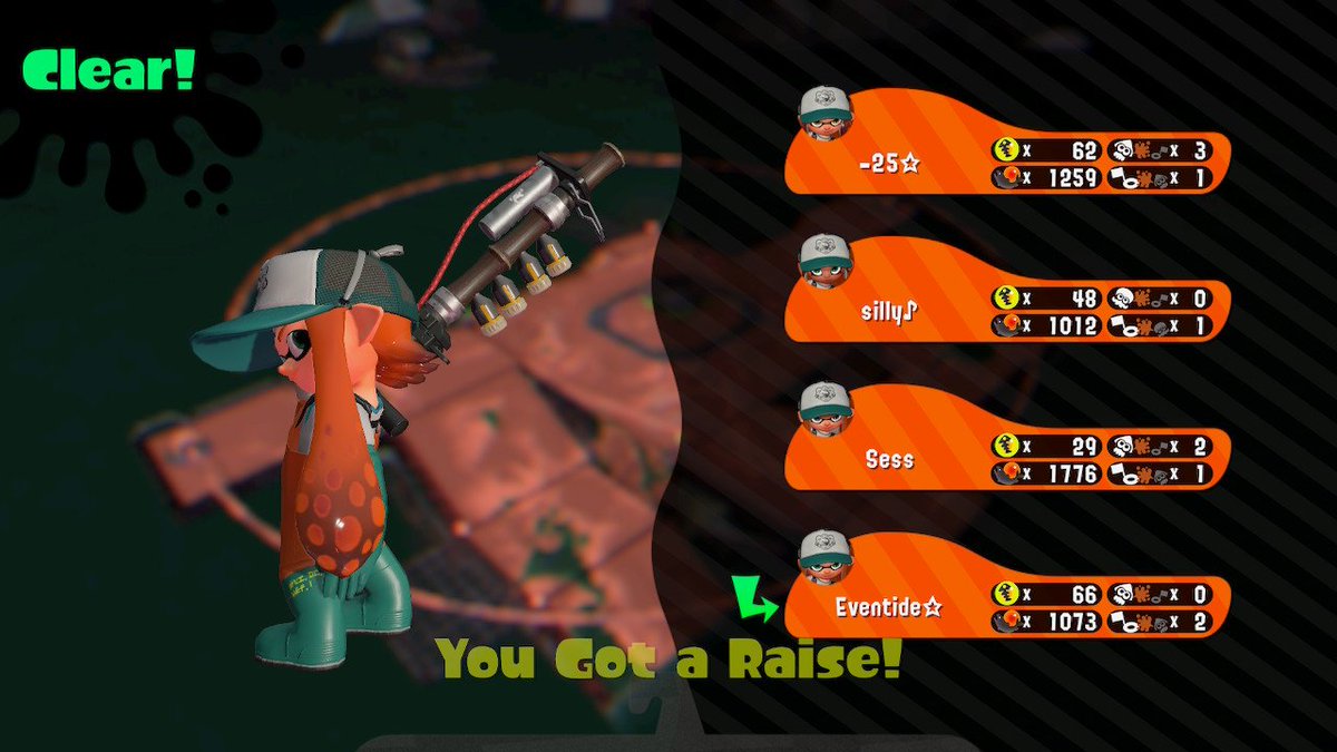EventideSR's tweet image. AFTER ALMOST 3½ YEARS OF SITTING ON 197 AS MY SPLATOON 2 SALMON RUN PB, I FINALLY GOT MY REVENGE!! I JOIN THE 200 CLUB IN SPLATOON 2 NOW!!! Thank you SO MUCH!!! 🧡💚#Splatoon2 #SalmonRun