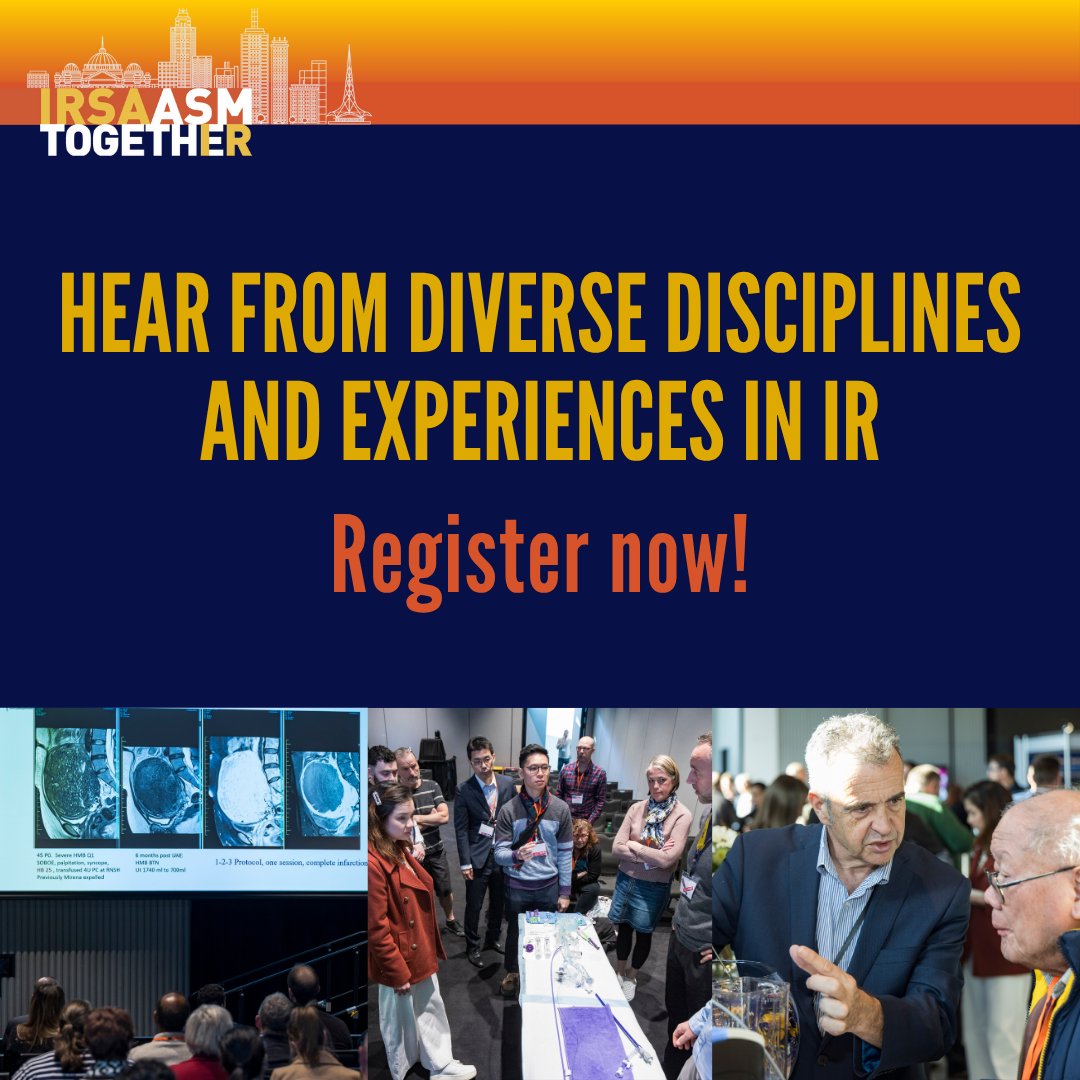 IRSA_IRs's tweet image. There's still time to register for IRSA's 2025 ASM!⌛
This year's program is bigger and better, celebrating the diversity of disciplines, such as radiographers, and experiences within interventional radiology.
👉Don't miss out on the 2025 program: irsaasm.com/registration