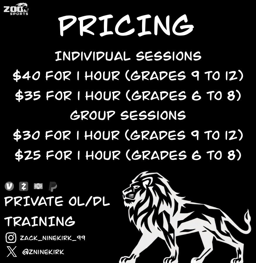ZNinekirk's tweet photo. Iโm proud to announce my new start up training Program Zoo Sports and to officially announce that I will be training OLine and DLine! If you want to get some work in DM me to book a session! Letโs get to work! ๐ฆ๐ #releasethebeast #breakthru #zoo https://t.co/DOABKm9IR9