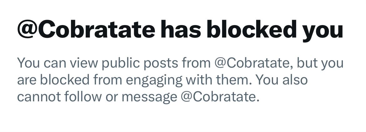 TheWorthyHouse's tweet image. Bizarre. I’ve never interacted with this guy (though I don’t think much of him). Just noticed he blocked me (probably some time ago). He fears my power!