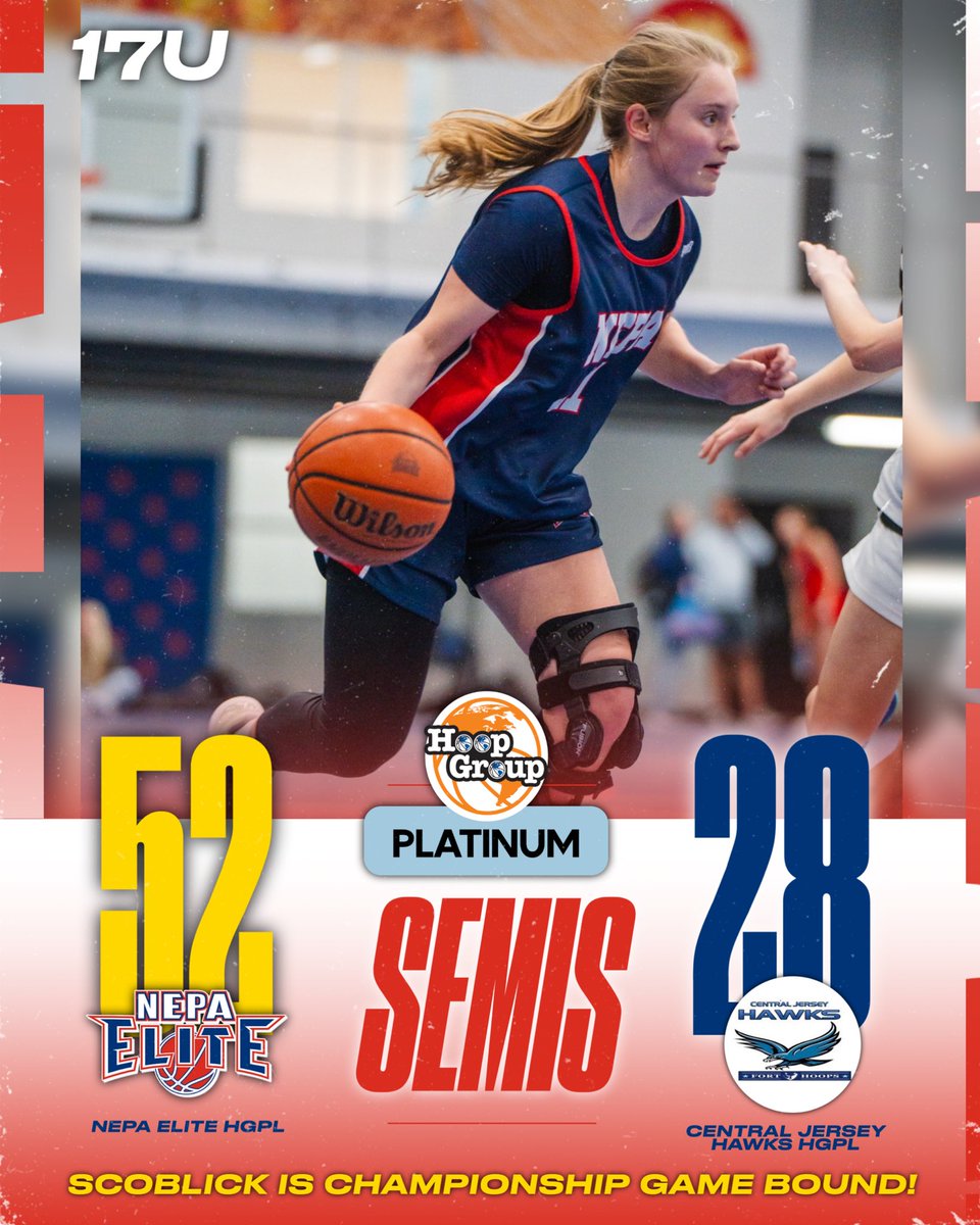 NEPA Elite Basketball (@nepa_elite) on Twitter photo 17U HGPL Scoblick def. CJ Hawks HGPL, 52β28
Dominant Platinum semifinal showing β up 34β7 at half πͺ
Team now 4β1 on the weekend and headed to the title game!
π Top scorers:
<a href="/kldoc33/">Keira Dougherty</a> β 12pts (5-10 FG), 6reb, 2ast, 3stl
<a href="/QuinlanBlake22/">Quinlan Blake #22 ~ c/o 2028 (10th Grade)</a> β 10pts (3-6 FG), 5reb, 2ast, 3stl 17U HGPL Scoblick def. CJ Hawks HGPL, 52β28
Dominant Platinum semifinal showing β up 34β7 at half πͺ
Team now 4β1 on the weekend and headed to the title game!
π Top scorers:
<a href="/kldoc33/">Keira Dougherty</a> β 12pts (5-10 FG), 6reb, 2ast, 3stl
<a href="/QuinlanBlake22/">Quinlan Blake #22 ~ c/o 2028 (10th Grade)</a> β 10pts (3-6 FG), 5reb, 2ast, 3stl