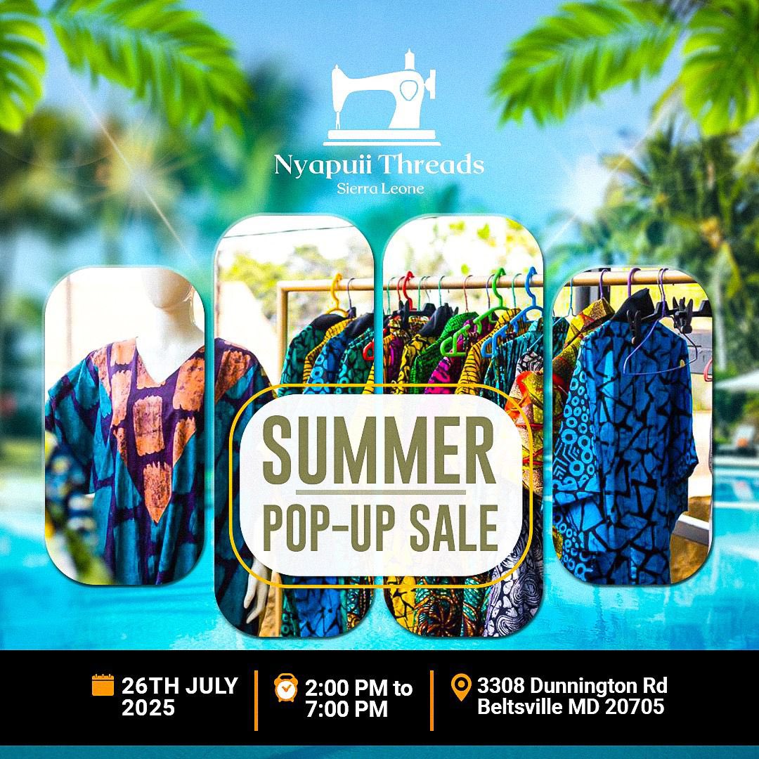 nyapuiithreads's tweet photo. #popupsale
#USPopupsale #fashion
#DMV #summer #summerfashion 
#fashion
#SaloneX 
#dmvevents #DMVArea #madeinsierraleone https://t.co/XQx4Qmdi5I