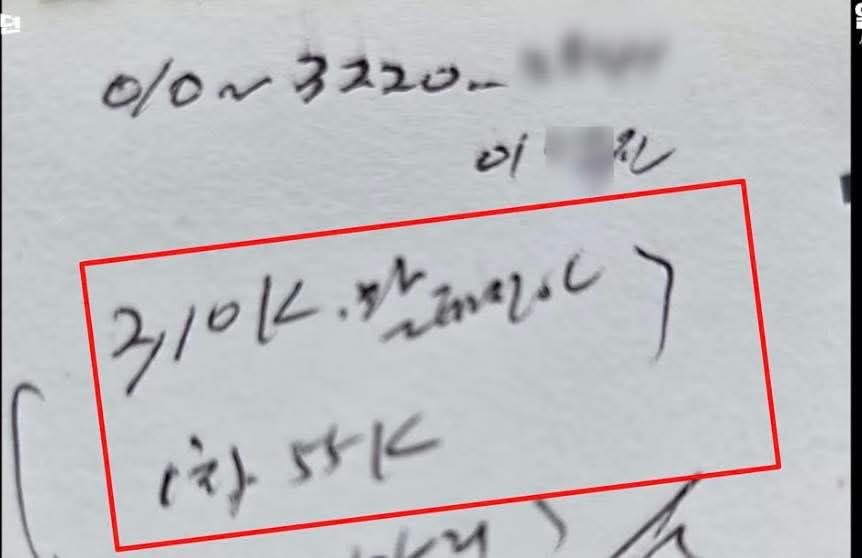 김충식 메모 310키로 말레이시아 1차분 55키로. 뭘까요?