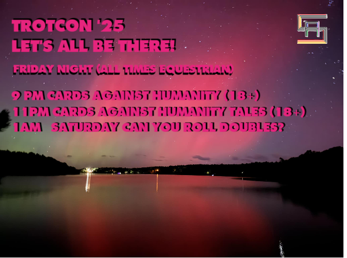 SPEEDBUMP74's tweet photo. TROTCON HEY! LET'S ALL BE THERE!
TROTCON WOW! LET'S ALL BE THERE!
PONIES COME TOGETHER IN THE MOMENTS THAT THEY SHARE...
TROTCON'S GREAT LET'S ALL BE THERE! https://t.co/uR5Qp0ulKL