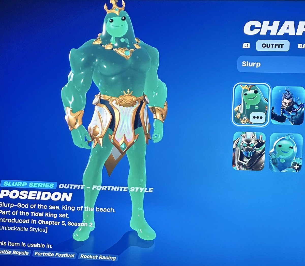 MaraxiaFN's tweet image. Why did Slurp series skins go from Blue to green? It started with Poseidon!