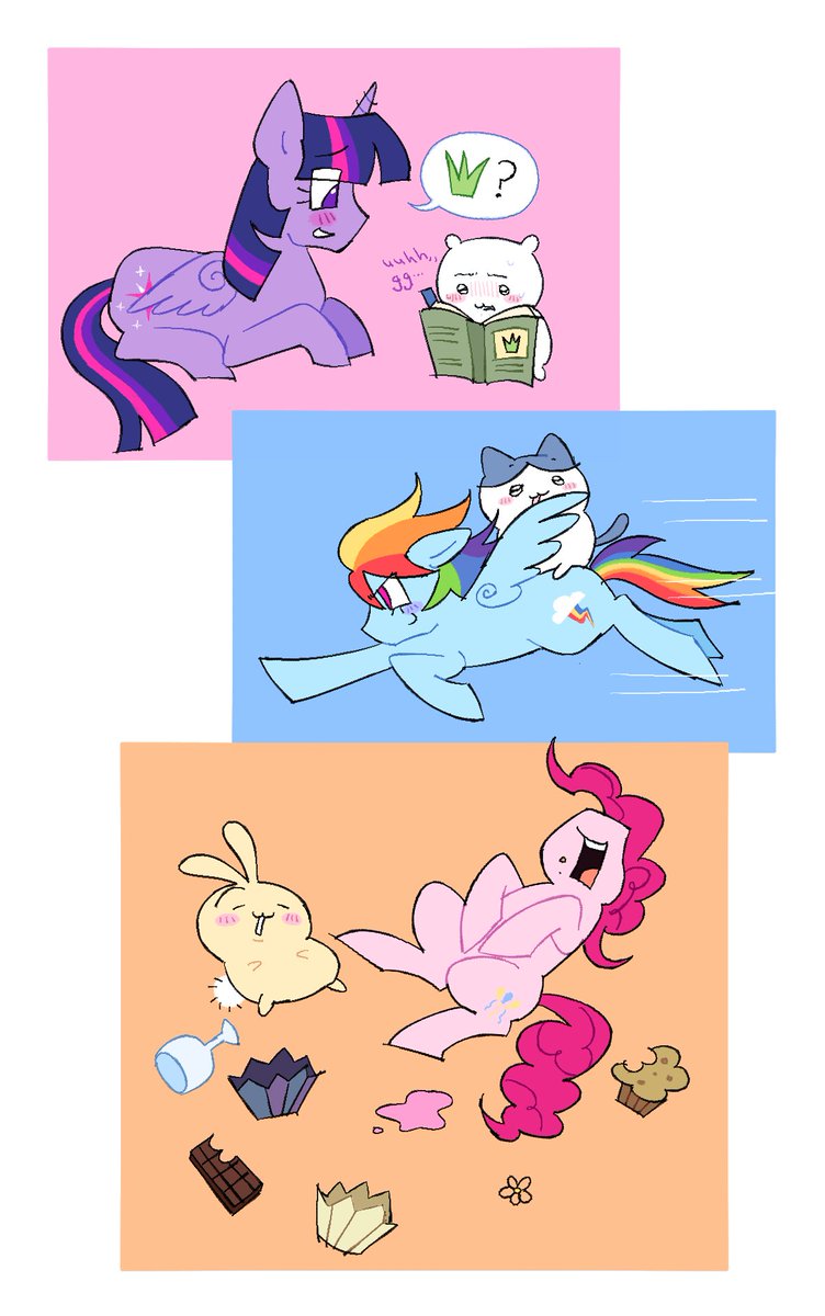 high4nddry's tweet image. hello chiikawa fam. Back at it again with ponies and cute critters #mlp #chiikawa