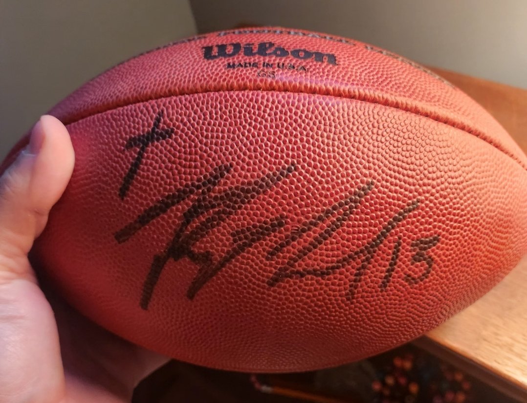 brianhanneman's tweet photo. @kurt13warner is this your signature? I can't figure out whose it is. A Christian, number 13, on an authentic NFL football. https://t.co/TnbLXmRzkB