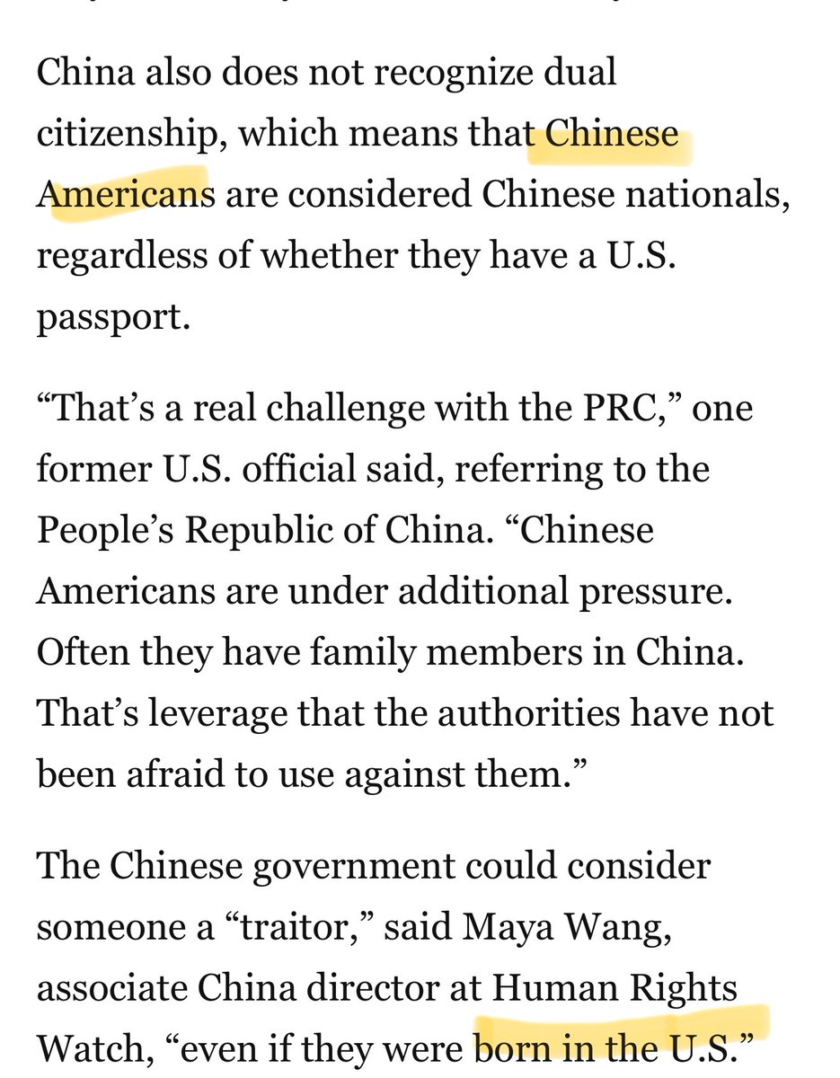 This!!! Finally an acknowledgment from the press that 🇨🇳 CCP’s ethnonnationalistic perspective that they consider everyone with Han ethnicity be consider as one of their people even when nationality is not part of China.
