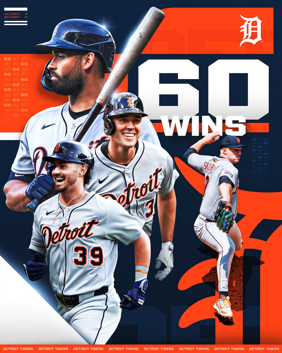 The @Tigers are the first team to 60 wins this season! 🐯