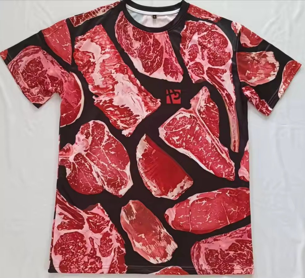 itadaki_yasu's tweet image. Meat Shirt Black version coming soon!??
I've had many people ask if I'll ever make a black shirt version, and i finally got around to asking my manu. and this is the sample they will be sending me!
👍 or 👎