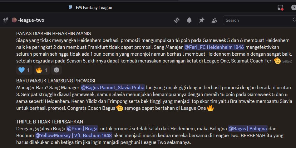 Football Manager Fantasy League tweet media