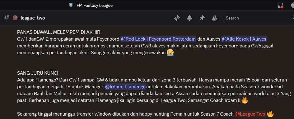 Football Manager Fantasy League tweet media