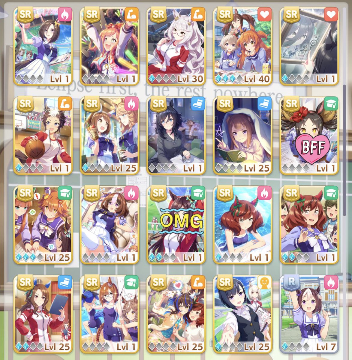 HunterChoppa's tweet photo. @HunterOguri SSR mending yg carrot ranger itu deh. SSR rice shower ini mau lu buat ganti super creek kah maksudnya? Gue dulu pernah pakai guts ines fujin tp lebih suka deck yang sekarang karena apa yah gt deh. SR wit biasanya orang pada pake yang BFF dan beberapa pakai OMG. Mungkin bisa liat https://t.co/CvidPPoinh