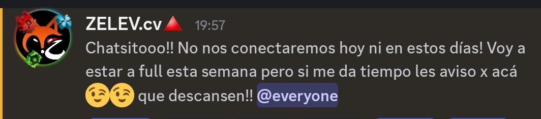 📲 || Zelev (<a href="/christophervele/">Christopher Velez 🔺</a>) a través de su canal de discord 

○Durante estos días no habrá stream en twitch, pero pendientes a discord que Chris nos estará avisando, descansen chatsito○

#ChristopherVelez #Zelev