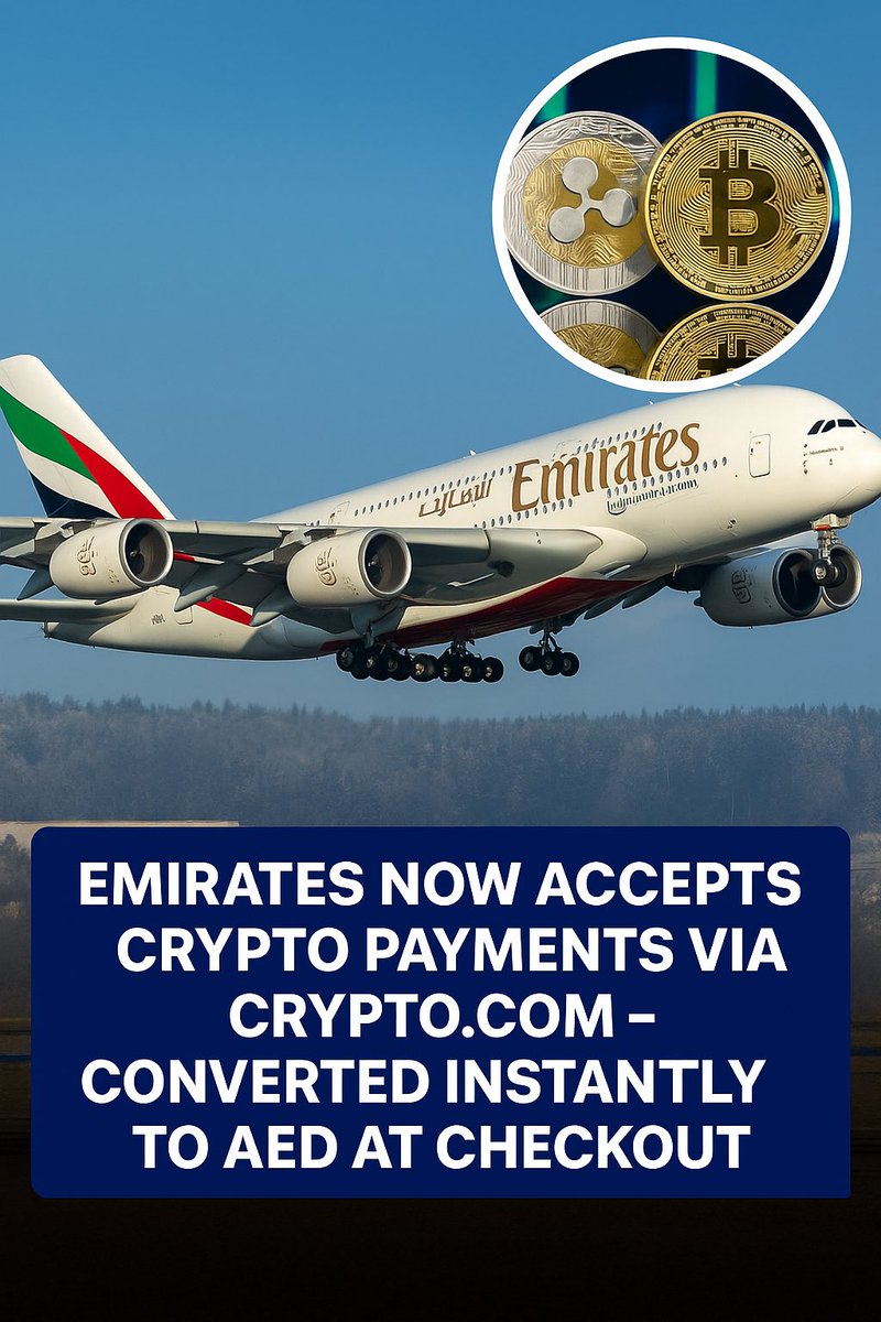 ✈️ Emirates will accept crypto payments via Crypto.com — converted instantly to AED at checkout!

Real utility is landing fast… 🪙🚀
Where can I pay my flights with $BTC or $ETH or <a href="/worldlibertyfi/">WLFI</a> next? 👀

#CryptoAdoption #Bitcoin #Ethereum #Emirates