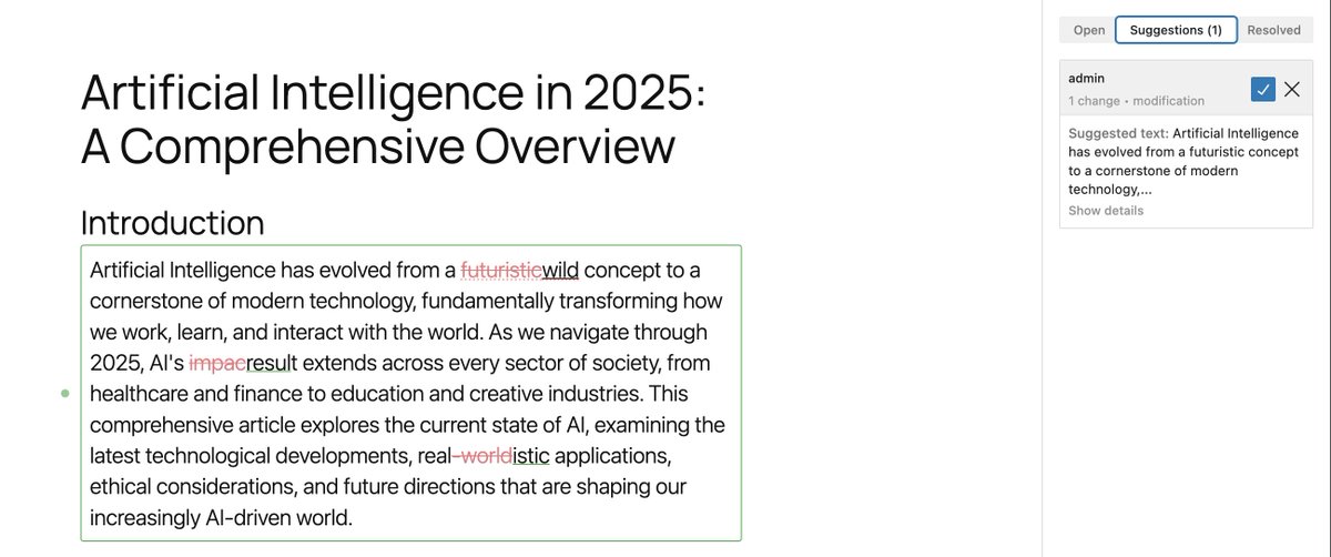 jameswlepage's tweet image. Experimenting with improved suggestions and comments in the Gutenberg experiments
