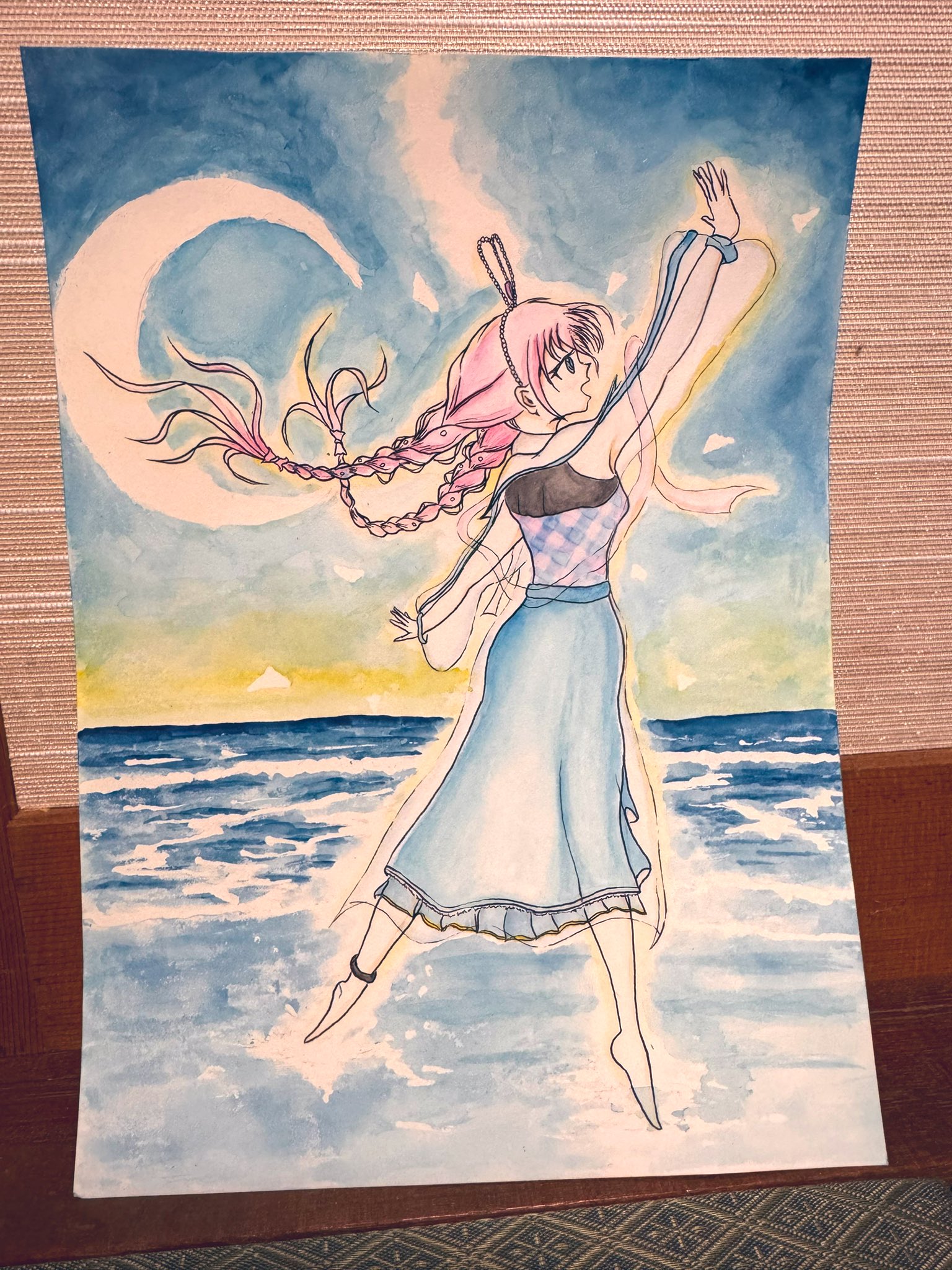 『おひなさま』　水彩色鉛筆画 おひなさま』 水彩色鉛筆画 美術品・アンティーク・コレクション