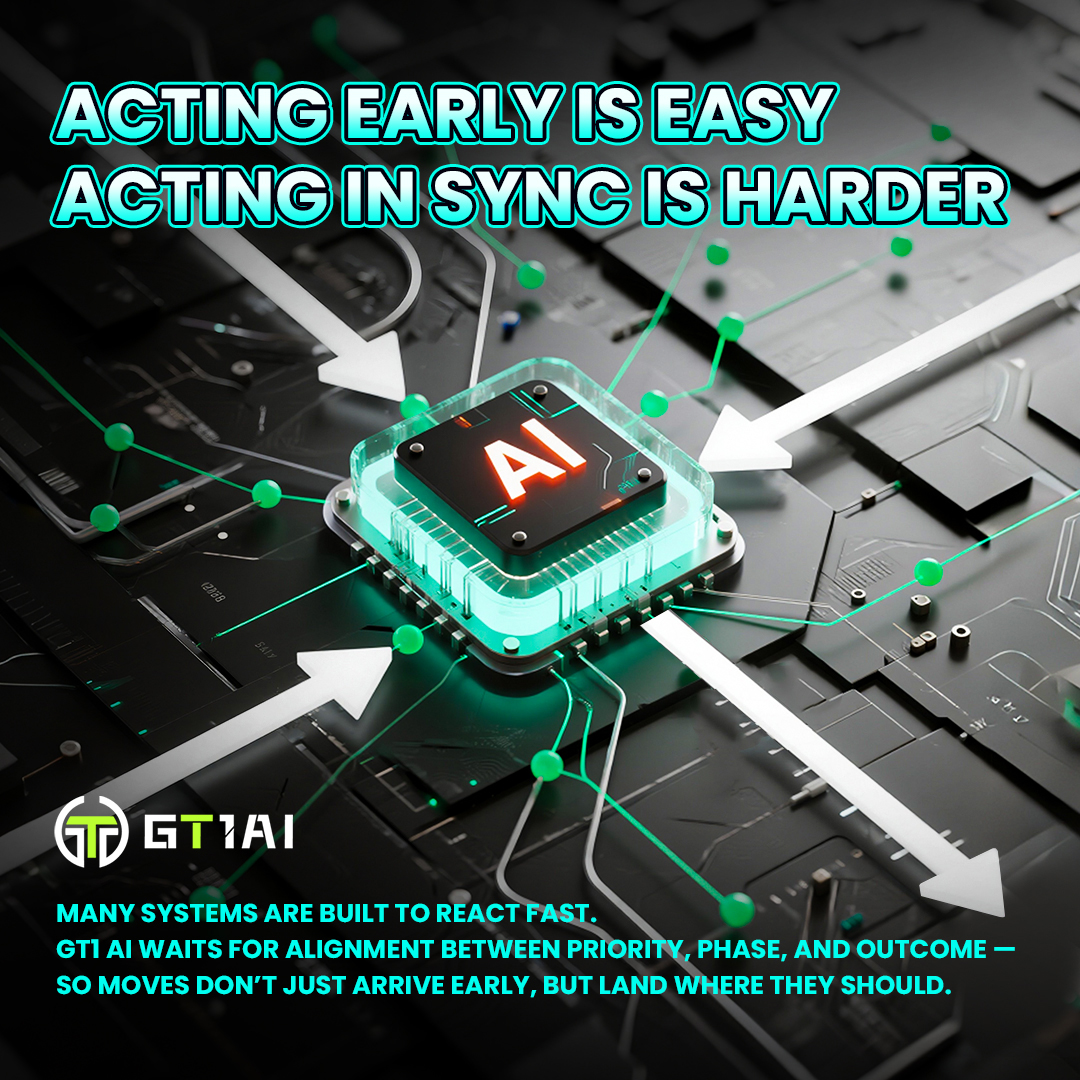 GT1AI_'s tweet image. ⏱🧠 Acting first isn’t the goal acting in sync is.
GT1 AI doesn’t rush to lead — it calibrates to align.
📍 Every signal, every move, every pause is tuned to match the structure of outcome not the noise of urgency.

#GT1AI #RightPhaseRightMove #SmartSequencing #SystemicDecision