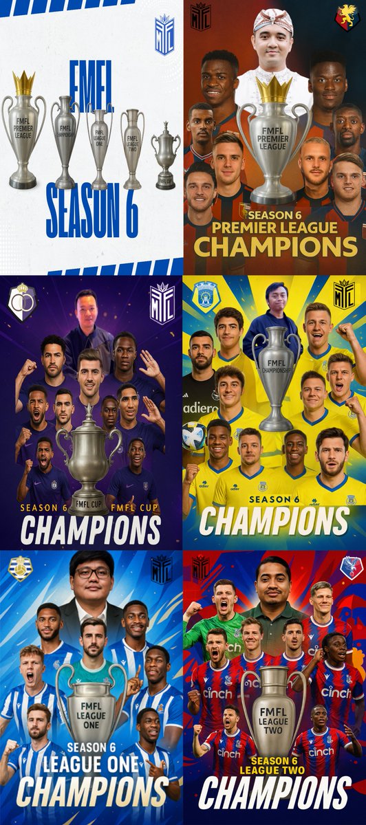 Football Manager Fantasy League (@fmfl_id) on Twitter photo FMFL Season 6 resmi telah usai 4 Juli lalu & inilah para jawaranya๐
PL <a href="/jamdips/">Jambudipa Football Club.</a> <a href="/GenoaCFC/">Genoa CFC</a>
Cup <a href="/aditsiahaans/">Adit Siahaan</a> <a href="/rscanderlecht/">RSC Anderlecht</a>
Championship <a href="/MahendraSatya/">Mahendra Satya</a> <a href="/OficialFCArouca/">FC Arouca</a>
L1 <a href="/iwicby/">Manusia - RCH AFC on FM</a> <a href="/RealSociedad/">Real Sociedad Fรบtbol</a>
L2 <a href="/kuhebat/">sukur</a> <a href="/CPFC/">Crystal Palace F.C.</a>
Selamat kepada para pemenang๐๐ FMFL Season 6 resmi telah usai 4 Juli lalu & inilah para jawaranya๐
PL <a href="/jamdips/">Jambudipa Football Club.</a> <a href="/GenoaCFC/">Genoa CFC</a>
Cup <a href="/aditsiahaans/">Adit Siahaan</a> <a href="/rscanderlecht/">RSC Anderlecht</a>
Championship <a href="/MahendraSatya/">Mahendra Satya</a> <a href="/OficialFCArouca/">FC Arouca</a>
L1 <a href="/iwicby/">Manusia - RCH AFC on FM</a> <a href="/RealSociedad/">Real Sociedad Fรบtbol</a>
L2 <a href="/kuhebat/">sukur</a> <a href="/CPFC/">Crystal Palace F.C.</a>
Selamat kepada para pemenang๐๐
