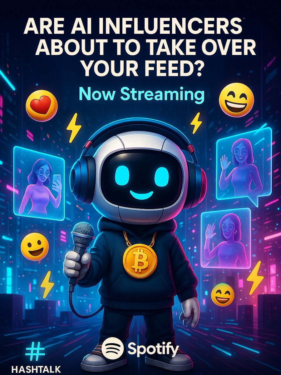 hashtalktech's tweet image. The future is now: AI influencers are taking over your feed!
New #HashTalkTech episode is now streaming on Spotify 🎧
Would you follow a virtual creator?
👇
#AIinfluencers #RobotStyle #Podcast #NowStreaming