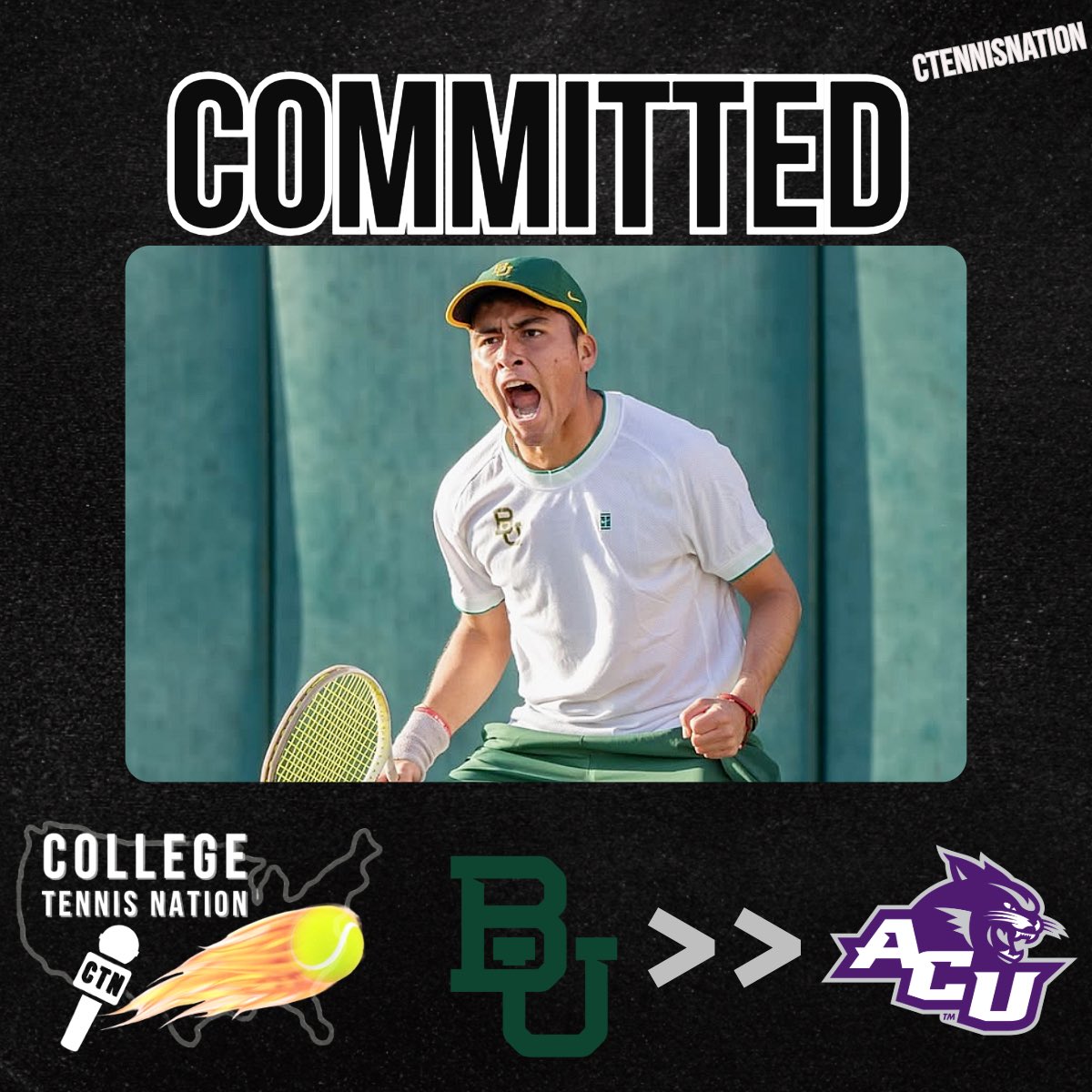 CTennisNation's tweet image. 🚨BREAKING: Baylor Transfer Luis Jose Nakamine has committed to Abilene Christian, sources tell CTN.
The Freshman from Trujillo, Peru appeared in nine total matches this spring for the Bears. (12.05 UTR)
Has an ITF juniors career-high ranking of No. 46 in singles.