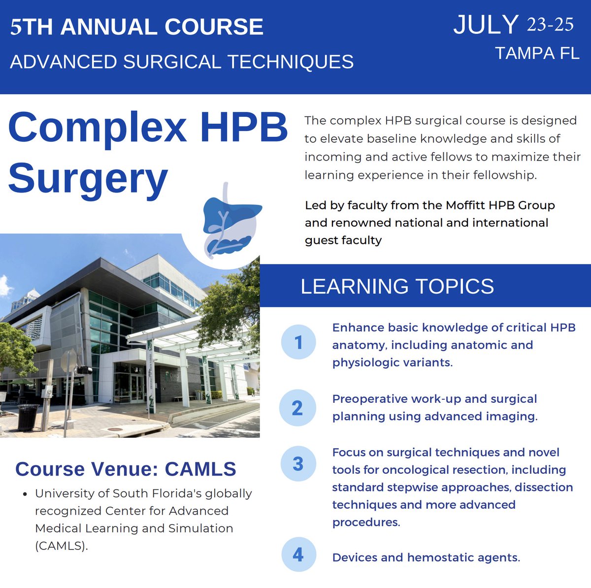 EAVegaMD's tweet image. Thank you @MoffittNews @DanielAnayaMD @DenboJw @MHepatobiliary for the kind invitation to the 5th Annual Complex HPB Course at @USFCAMLS. Honored to join world-class faculty including Dr. M Katz @MDAndersonNews  and Dr. S Warner @MayoClinic in such a dynamic and enriching…