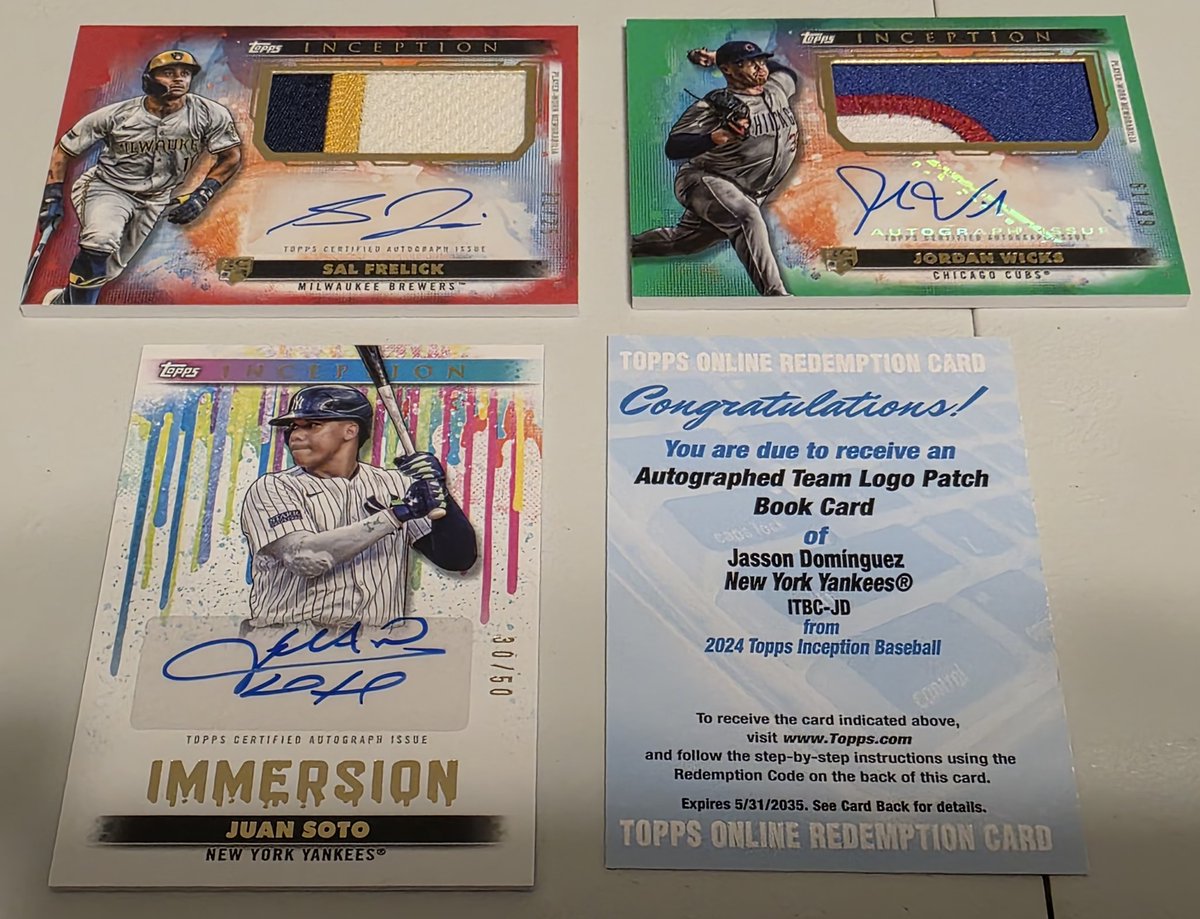 RobbyRage34's tweet image. Bought a case of 24 Inception...here's the hits. All but the Dominguez redemption are available if interested.